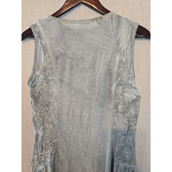 Pol Womens Gray mineral wash tunic sleeveless floral embroidery Size S - Picture 6 of 15